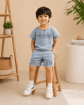 Denim Shirt And Shorts Set