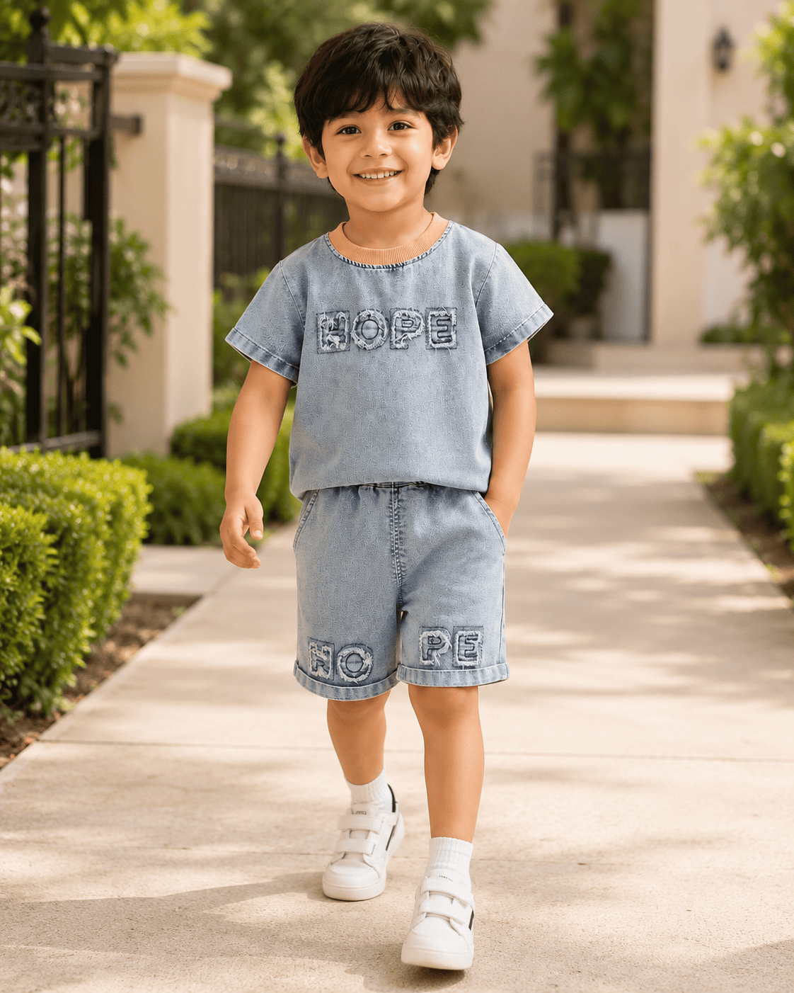 Denim Shirt And Shorts Set
