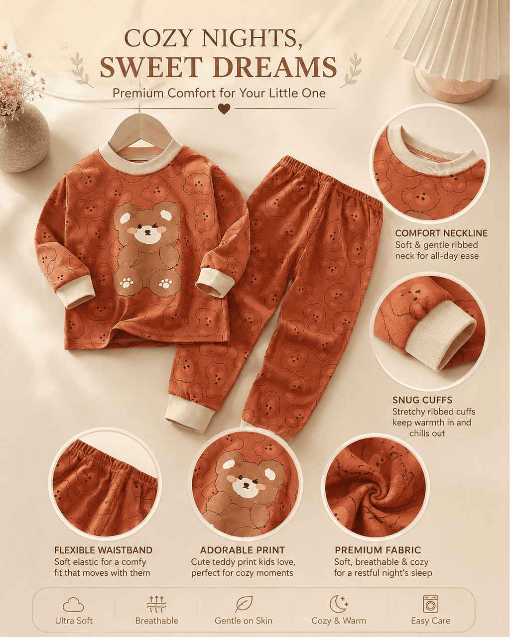 Brown Teddy Pajama