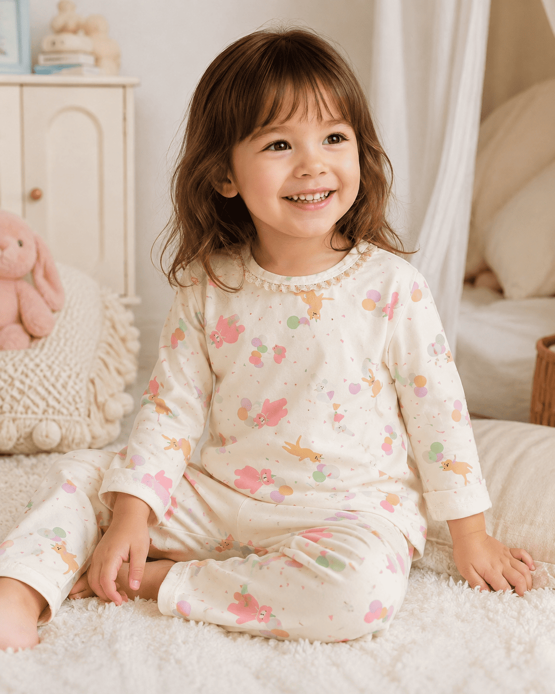 Bunny Balloon Cotton Night Suit Set