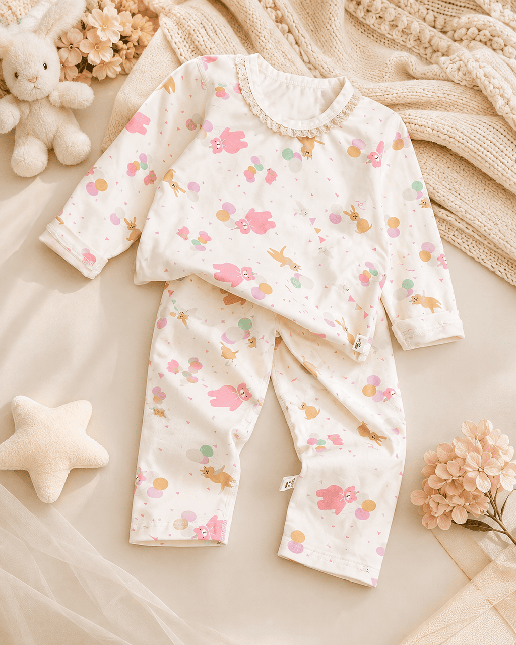 Bunny Balloon Cotton Night Suit Set