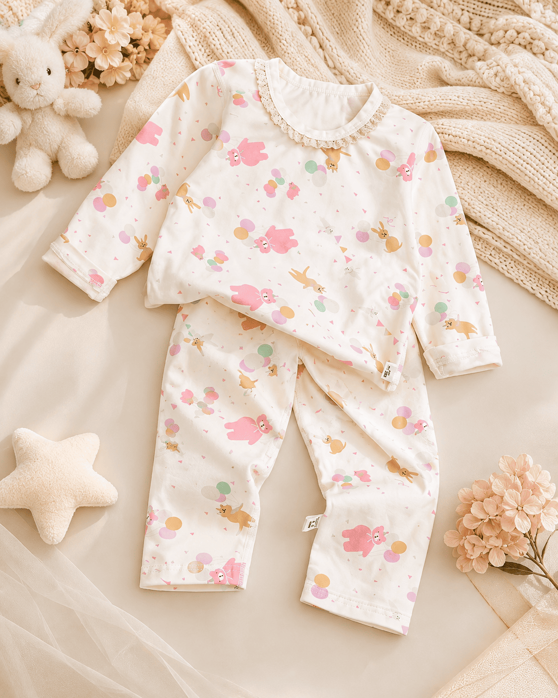 Bunny Balloon Cotton Night Suit Set