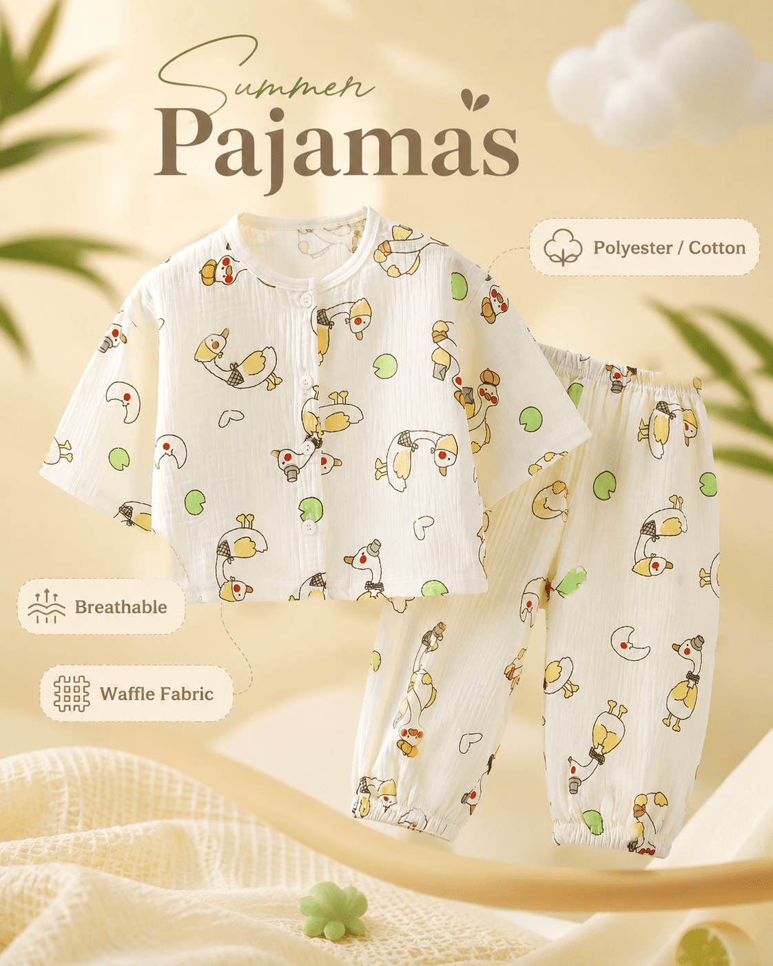 Duck Print Cotton Night Suit Set