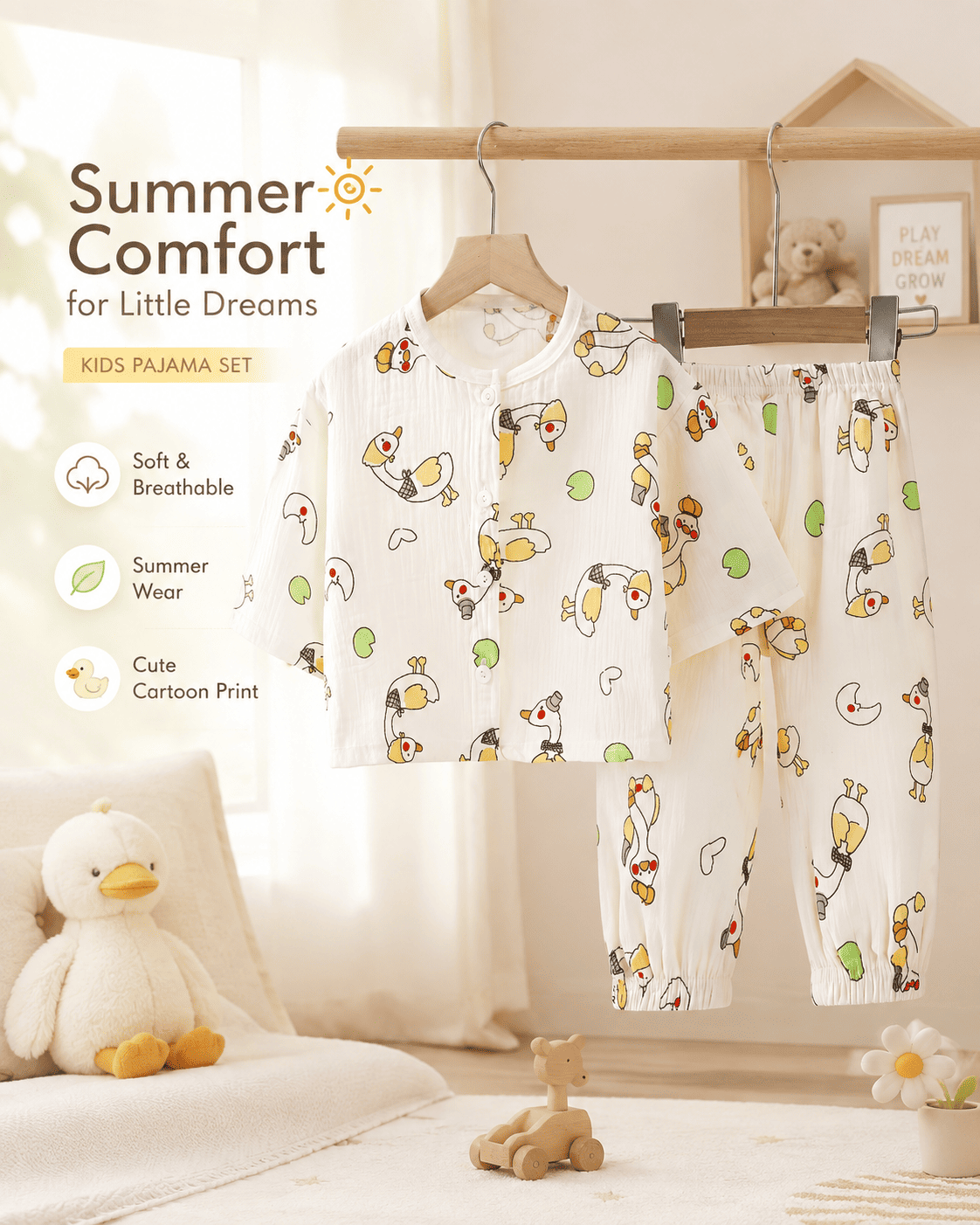 Duck Print Cotton Night Suit Set