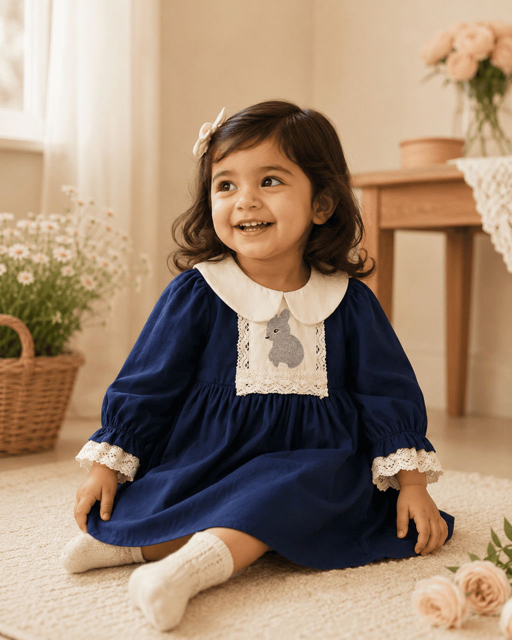 Embroidered Collar Cotton Princess Dress