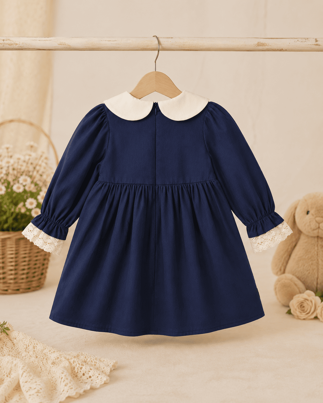 Embroidered Collar Cotton Princess Dress