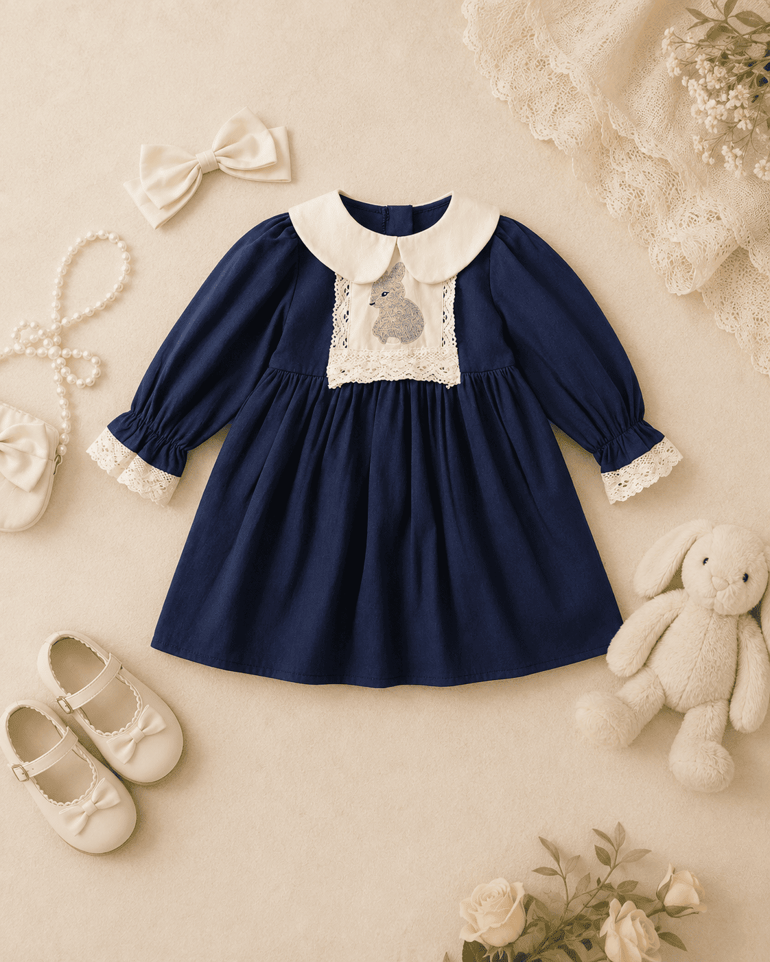 Embroidered Collar Cotton Princess Dress