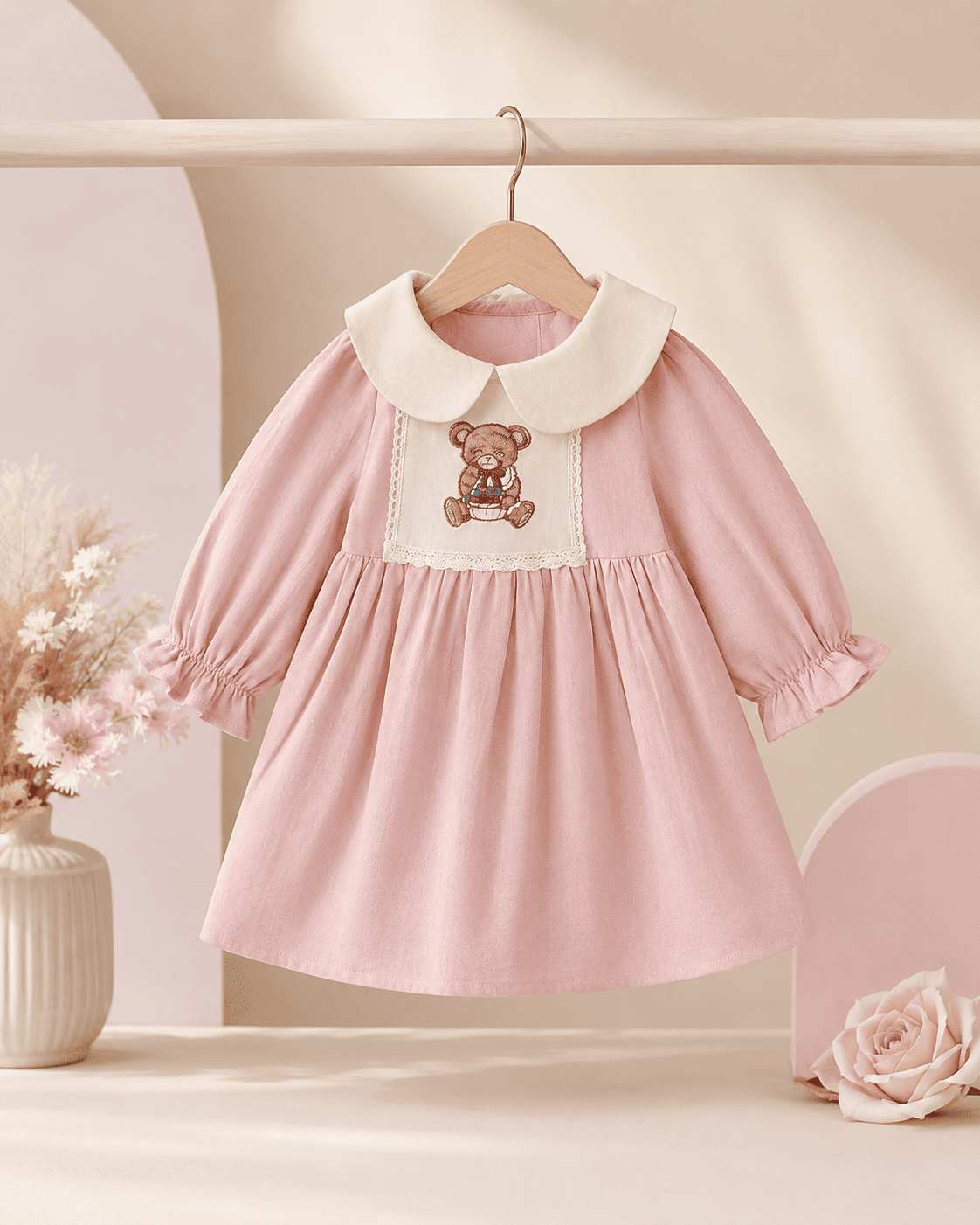 Embroidered Collar Cotton Princess Dress