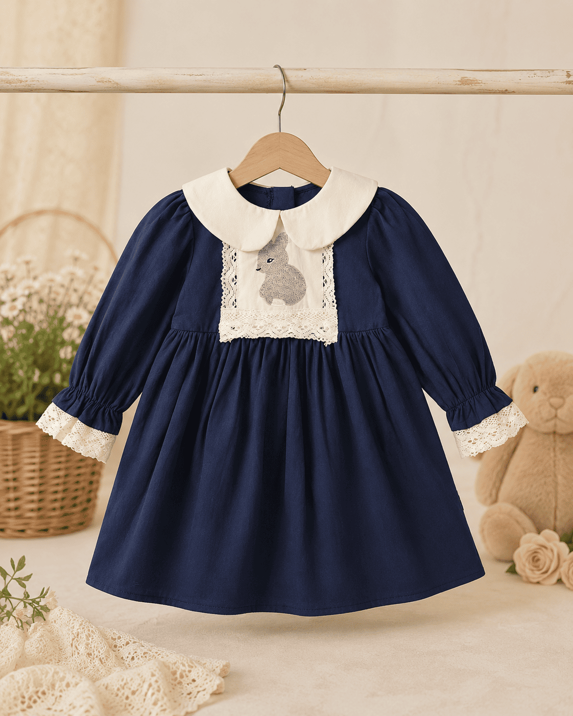Embroidered Collar Cotton Princess Dress