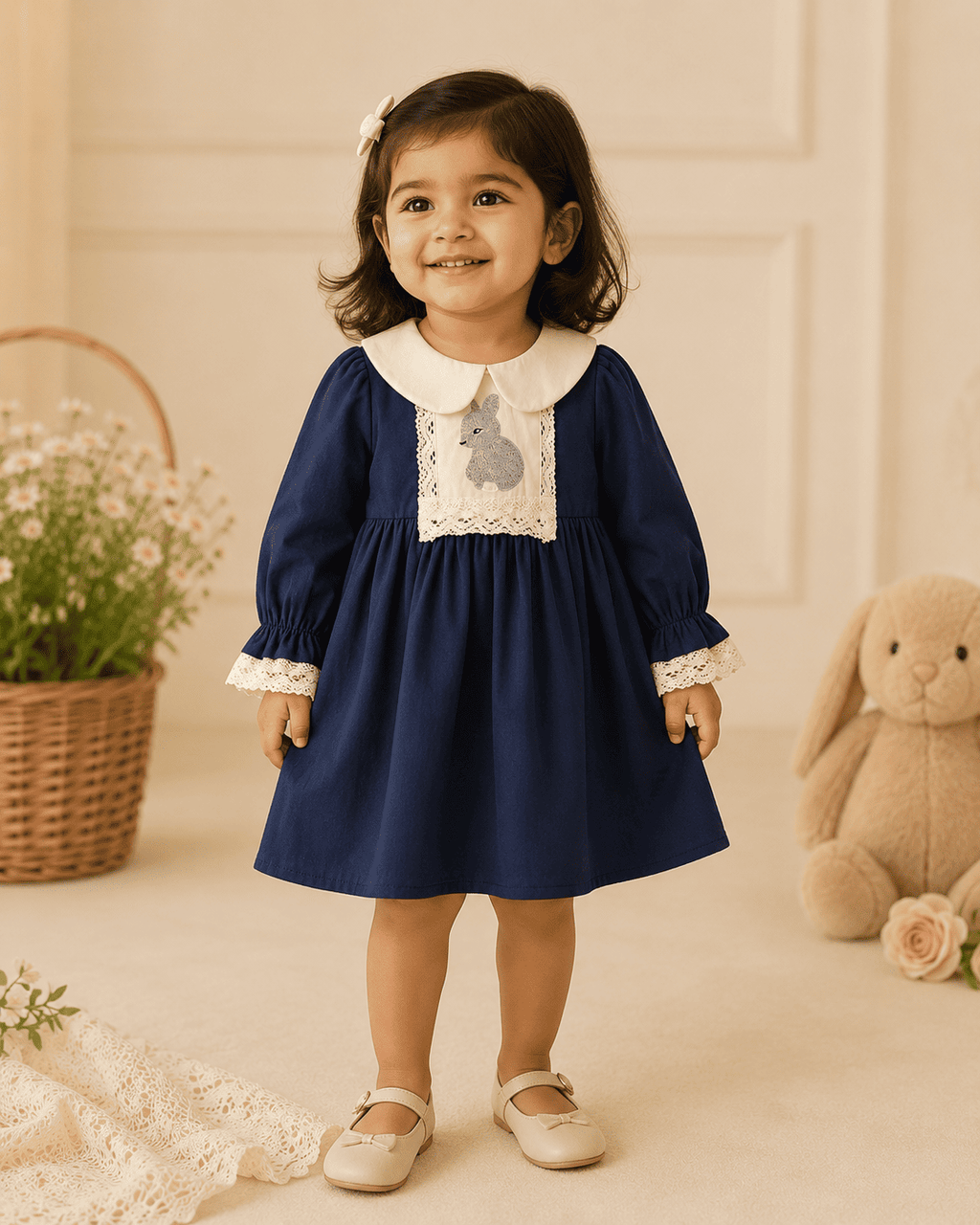 Embroidered Collar Cotton Princess Dress