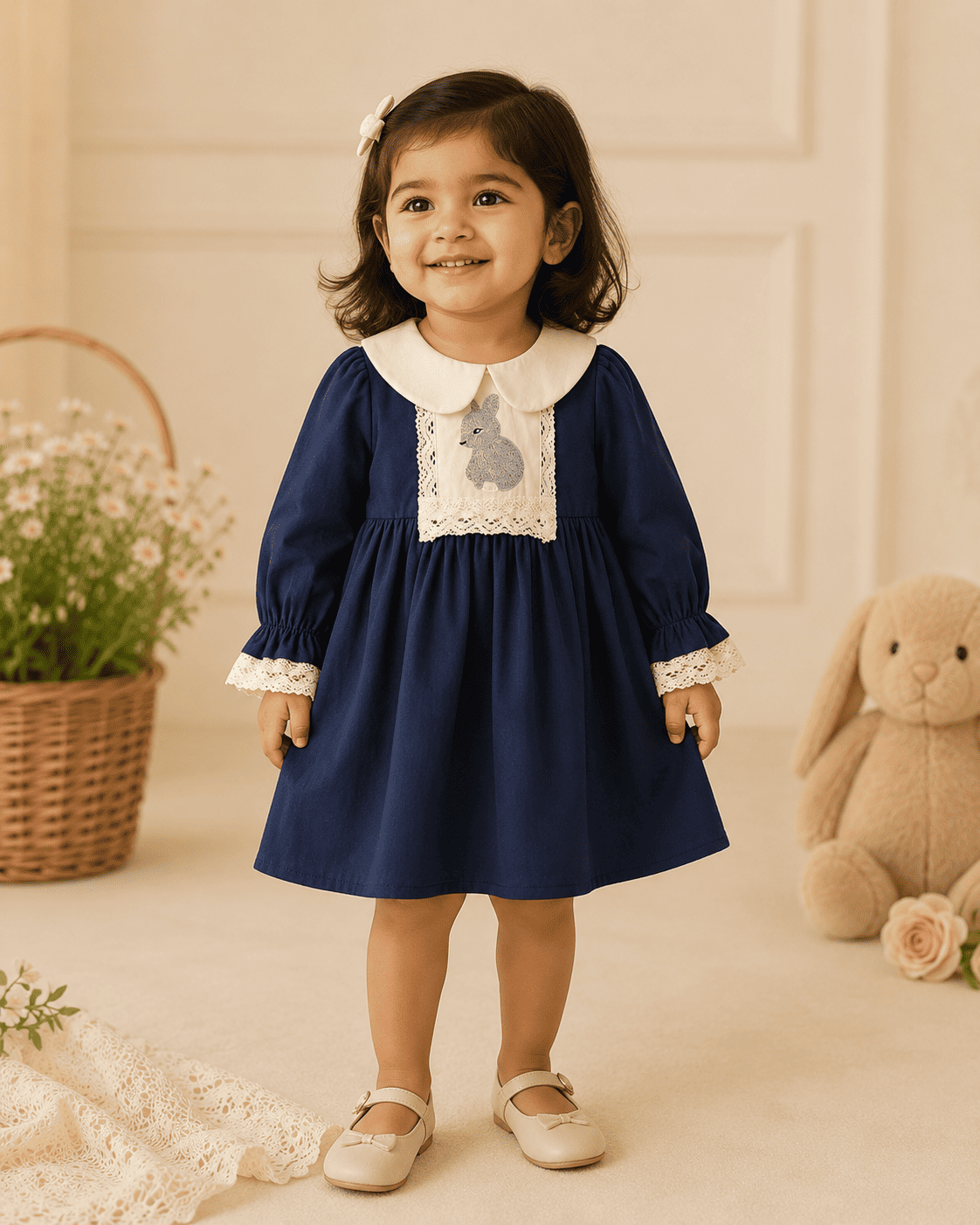 Embroidered Collar Cotton Princess Dress