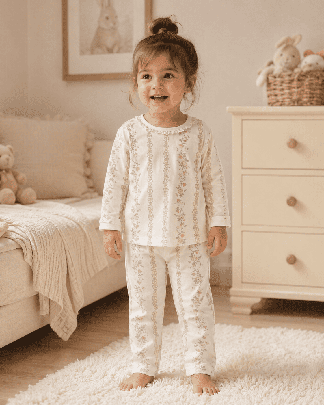 Floral Lace Cotton Night Suit Set