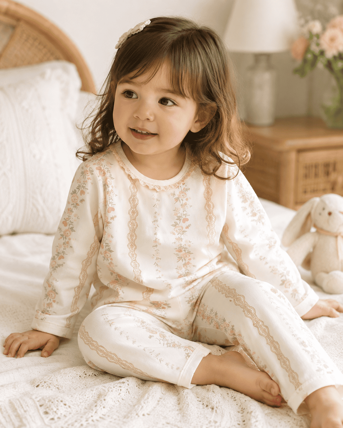Floral Lace Cotton Night Suit Set