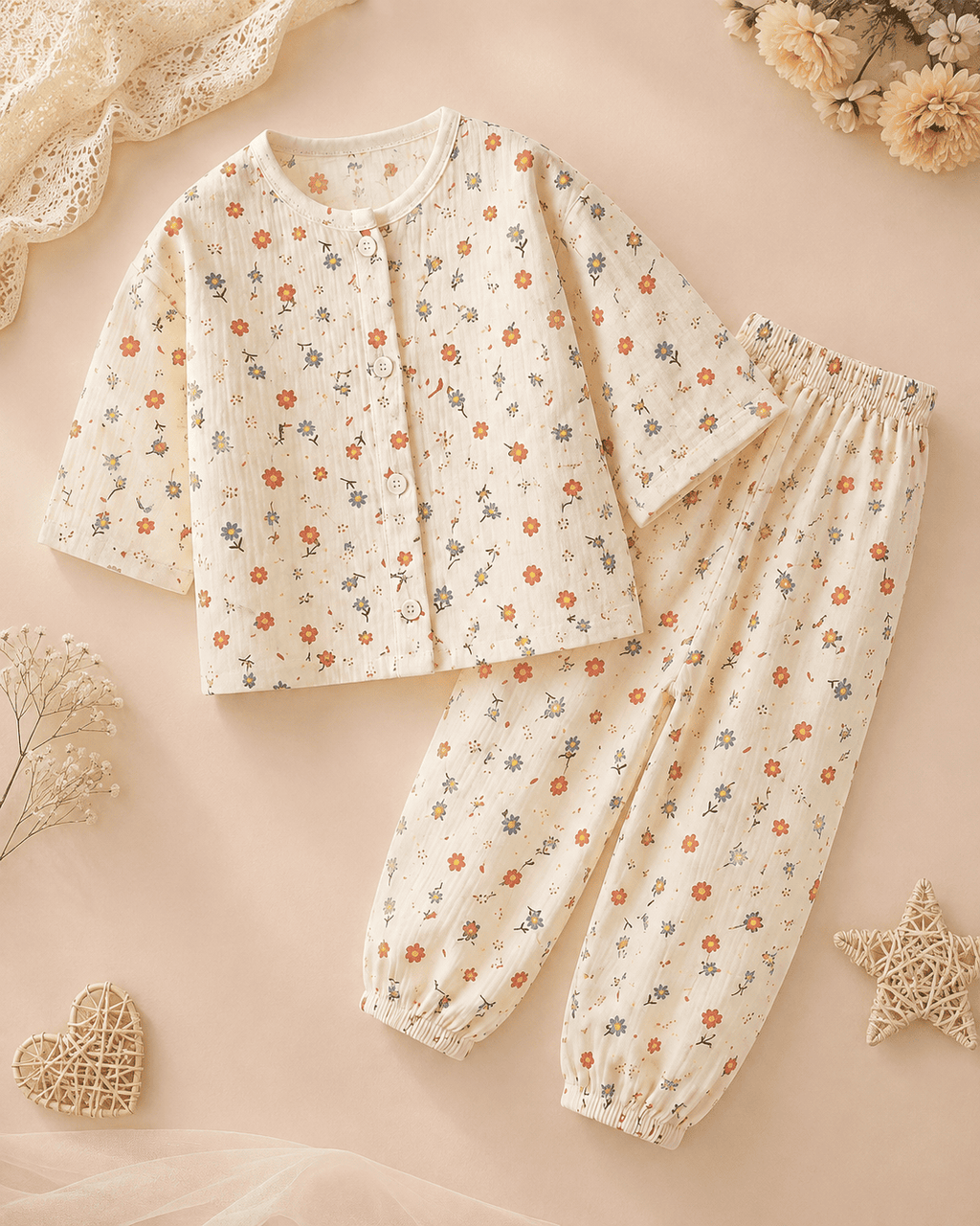 Floral Print Cotton  Night Suit Se