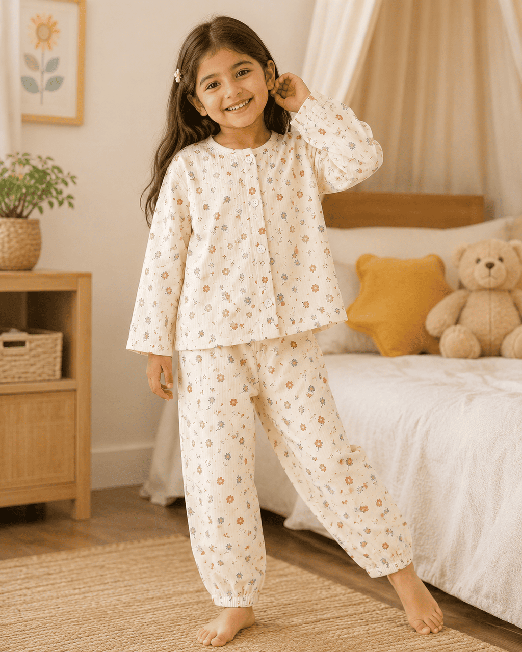 Floral Print Cotton  Night Suit Se