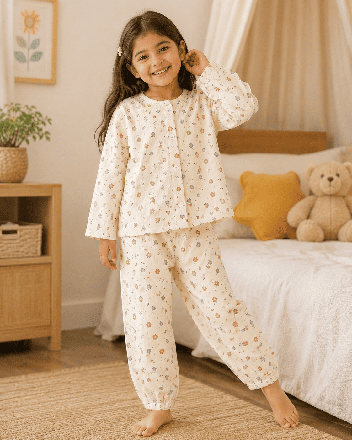 Floral Print Cotton  Night Suit Se