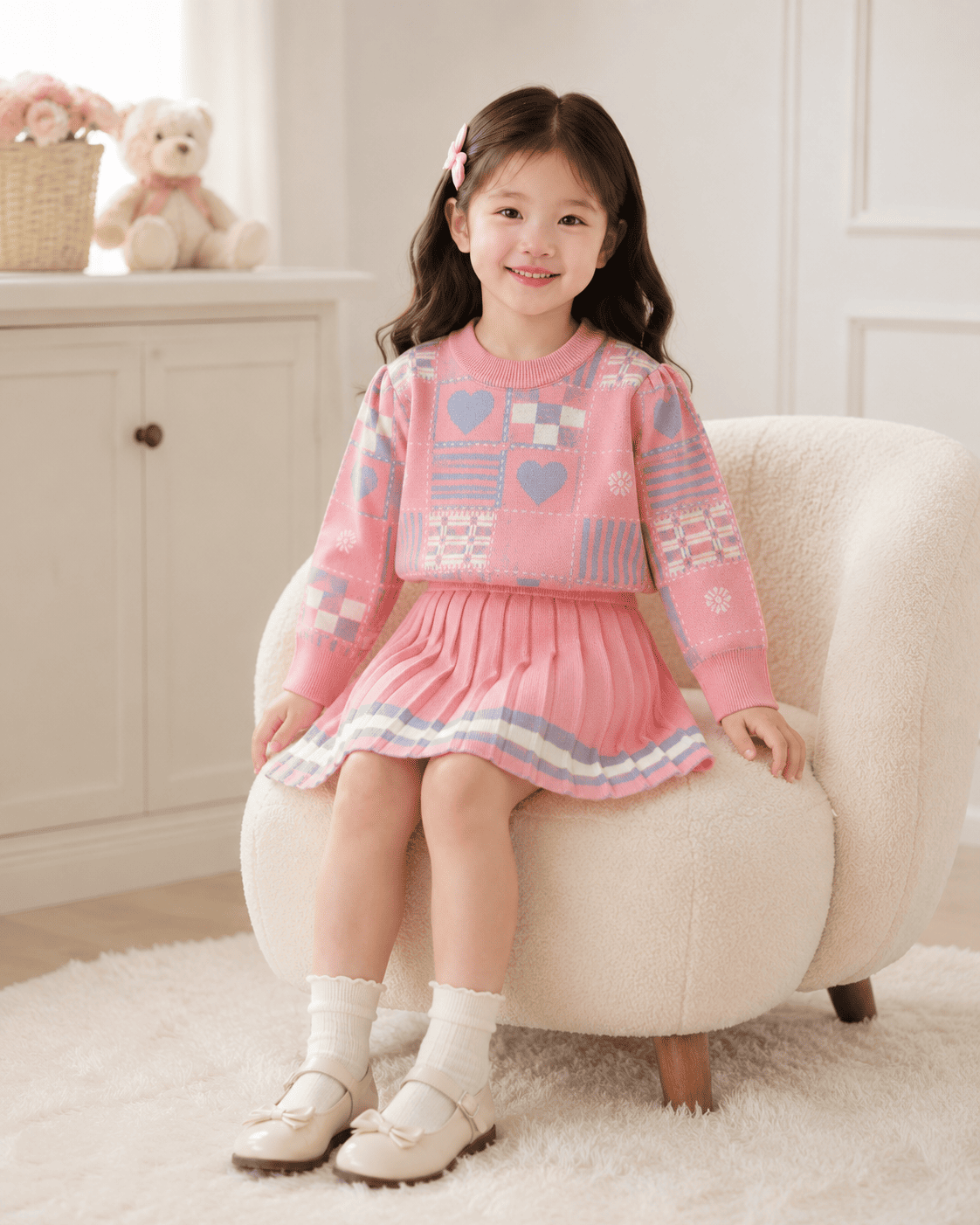 Geometric Knit Sweater Dress Two-Piece Set