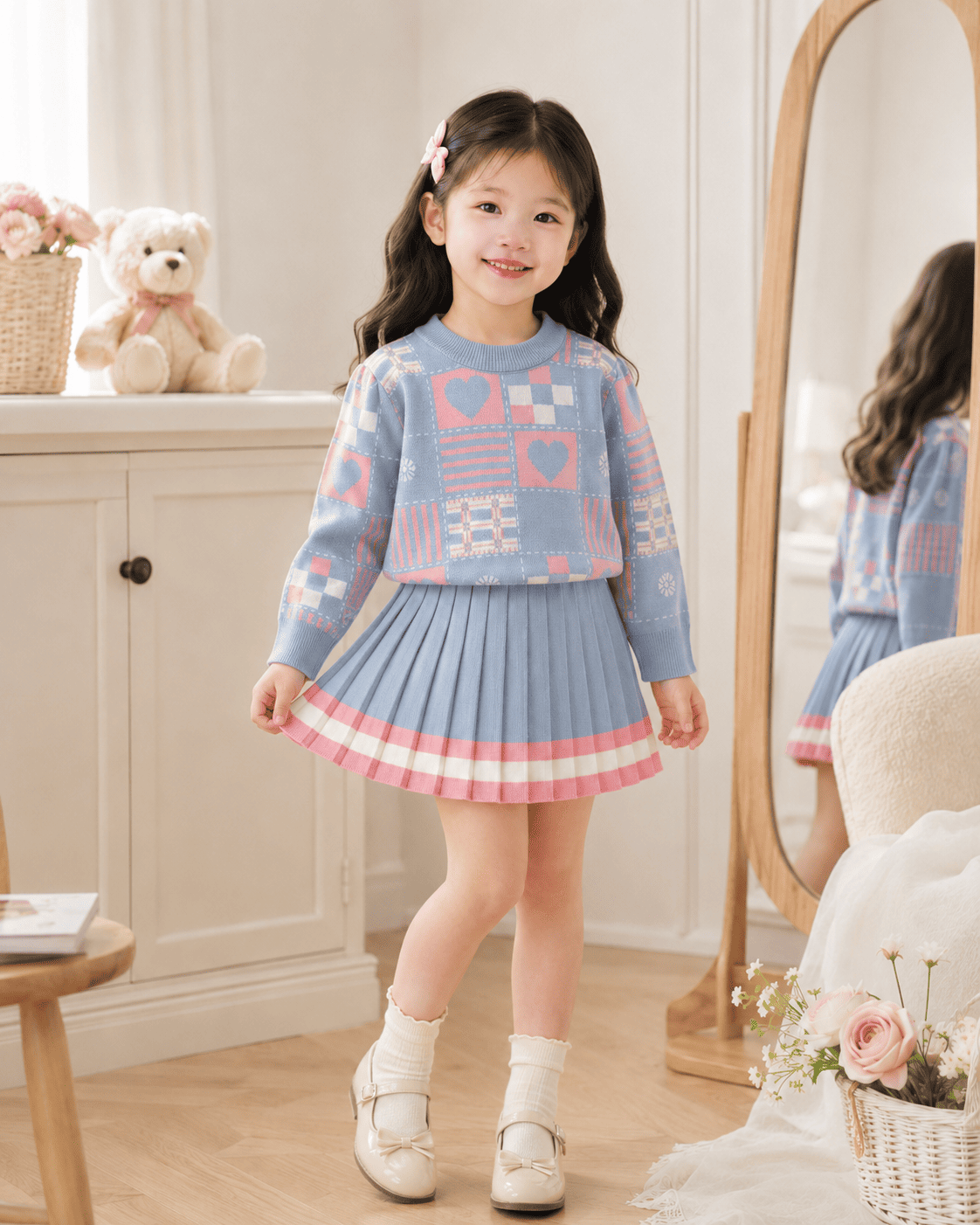 Geometric Knit Sweater Dress Two-Piece Set
