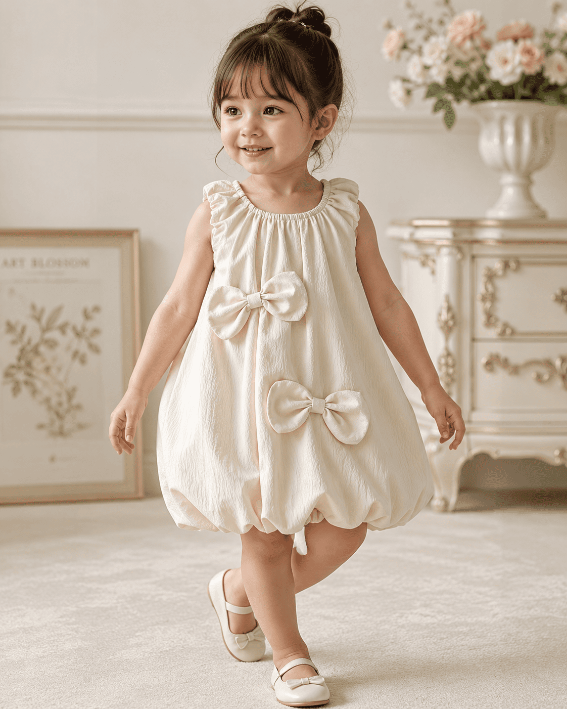 Girls Bowknot Bubble Dress