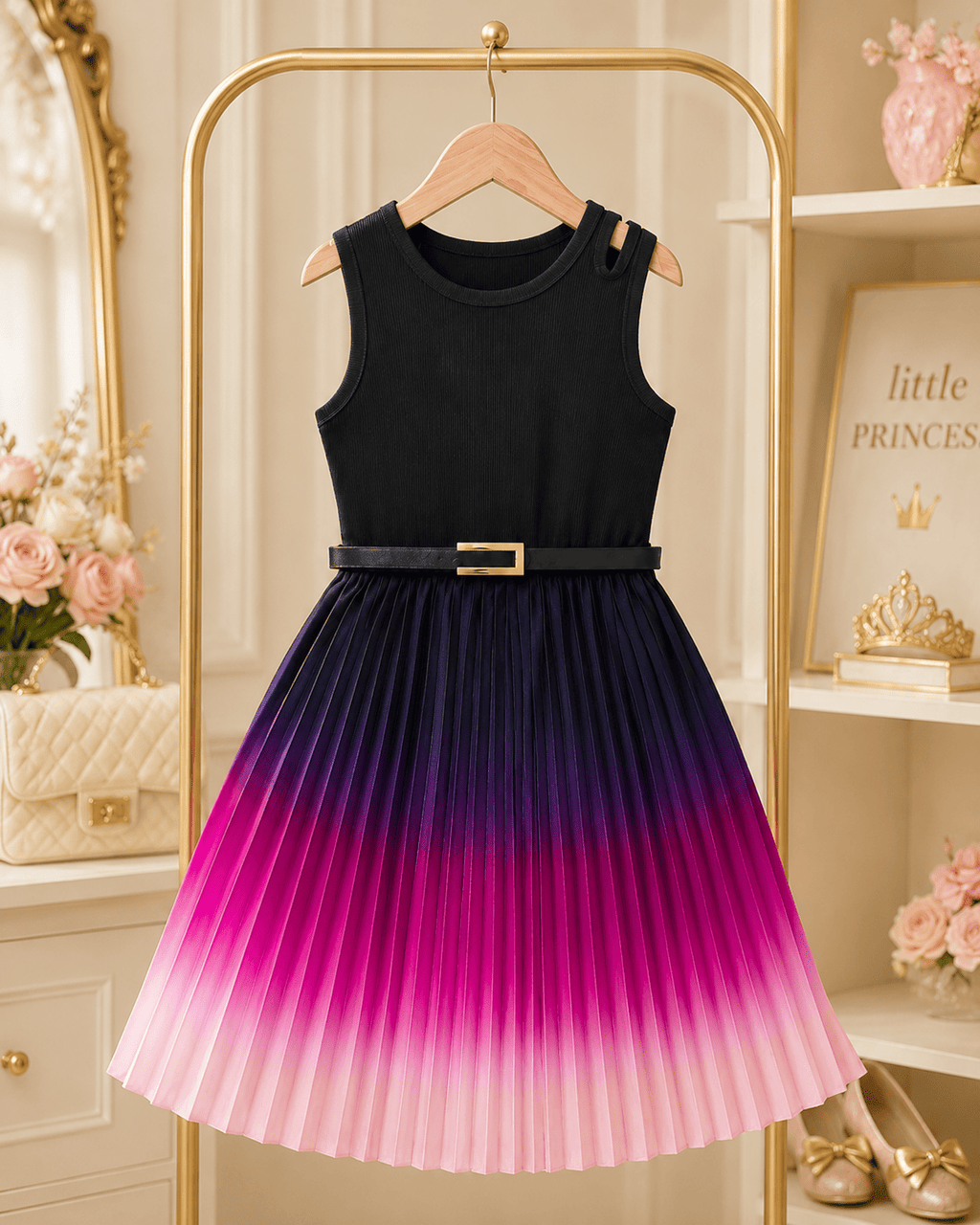 Gradient A-Line Dress Pleated Skirt