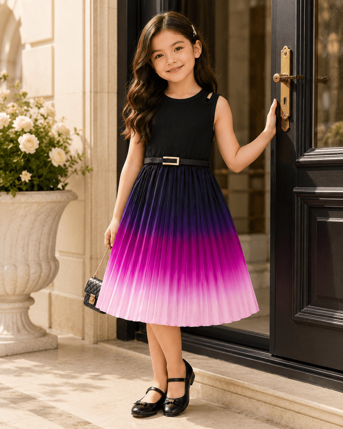Gradient A-Line Dress Pleated Skirt
