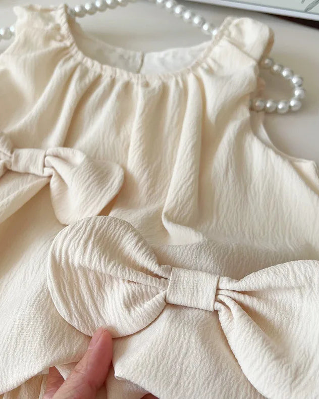 Baby Girl's Cute Bowknot Bud Vest Skirt Princess Style Sleeveless Summer Set
