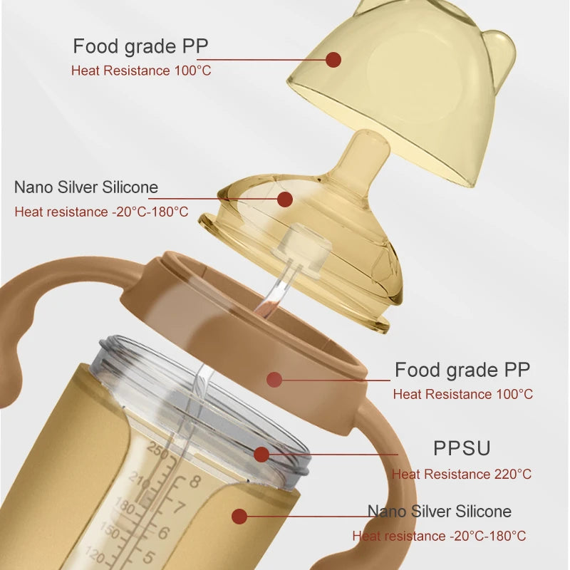BPA-Free Silicone Baby Feeding Bottle Set with Slow Flow Nipple
