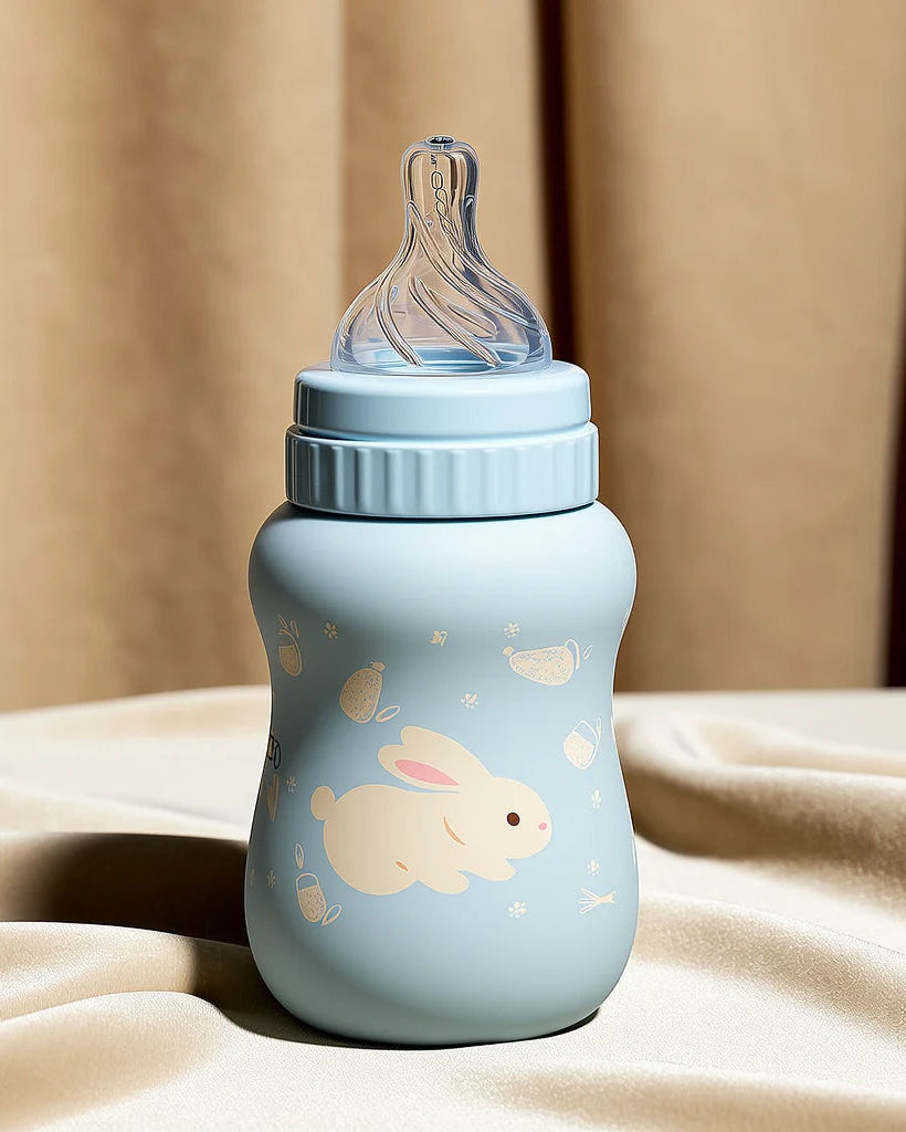 Cartoon Animal Baby Feeding Bottle 250ml BPA-Free Silicone PPSU for 1-2 Years