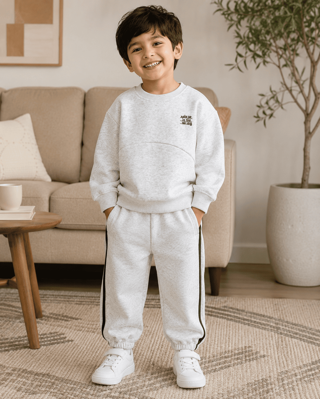 Kids Contrast Stripe Sweatshirt And Jogger Pants Set