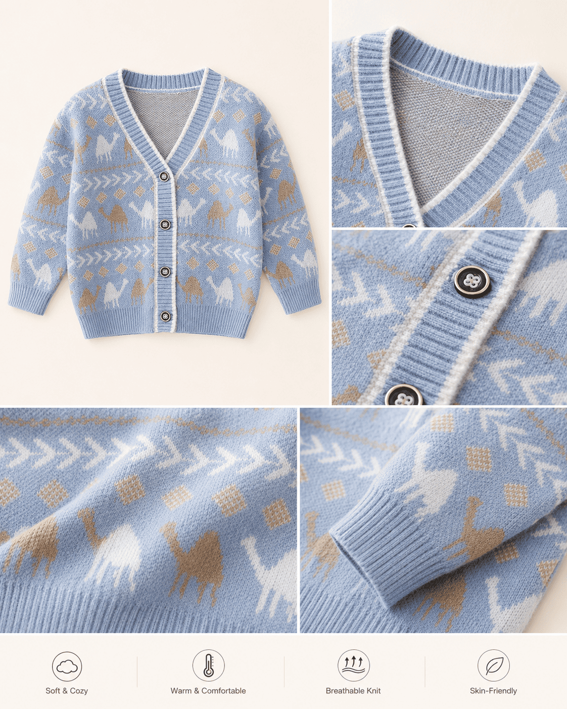 Knit V-Neck Button Cardigan Coat