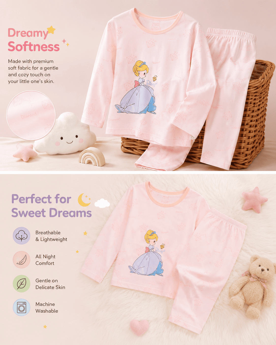 Princess Full-Sleeve Night Suit Set