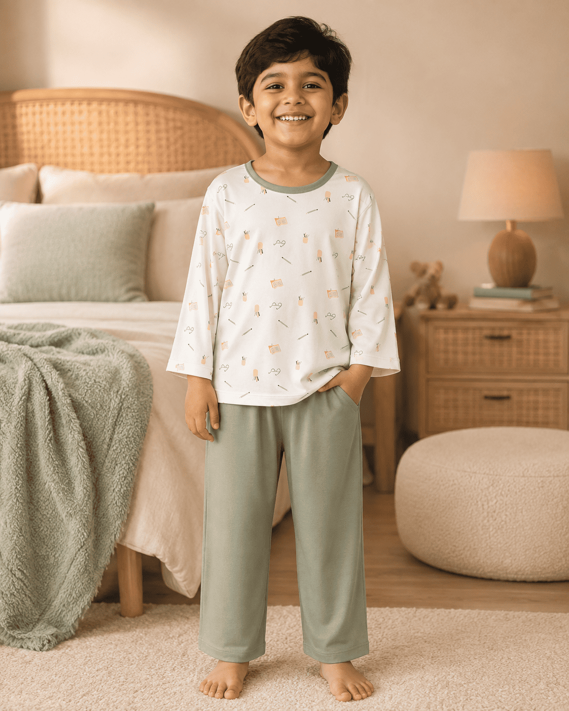 Printed Full-Sleeve Night Suit Set
