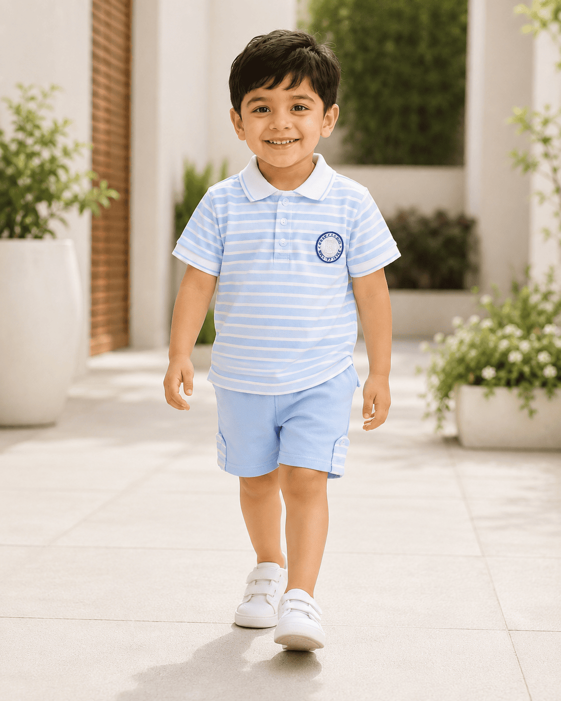 Striped Polo Short Sleeve Set
