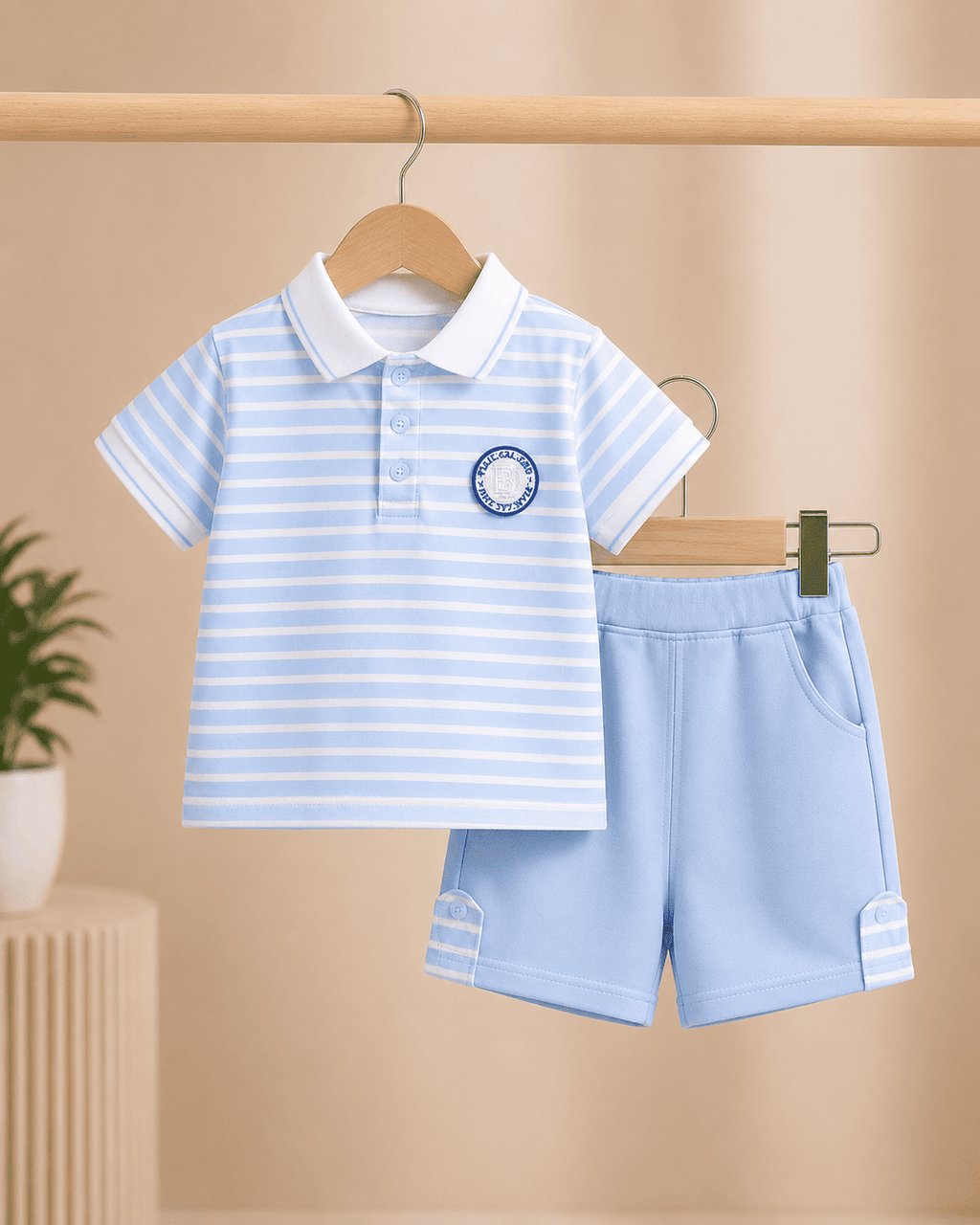 Striped Polo Short Sleeve Set