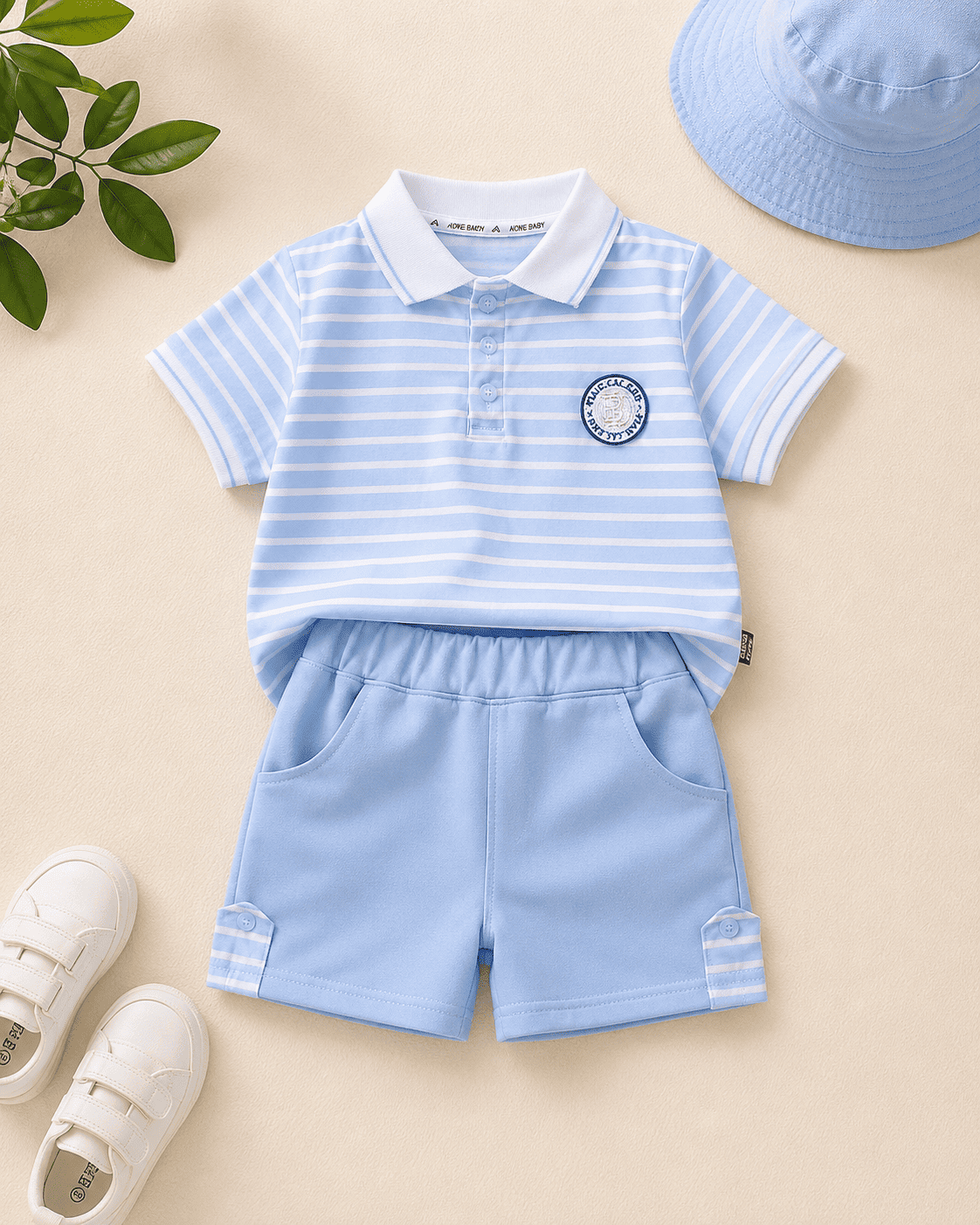 Striped Polo Short Sleeve Set