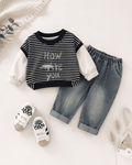 Striped Sweatshirt And Denim Jeans