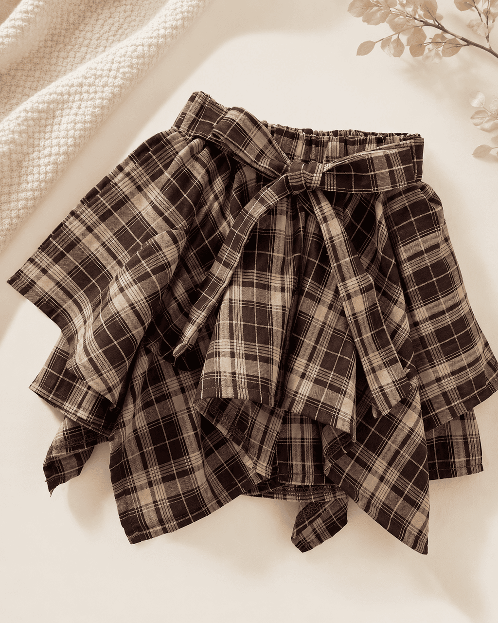 T-Shirt And Plaid Skirt Set