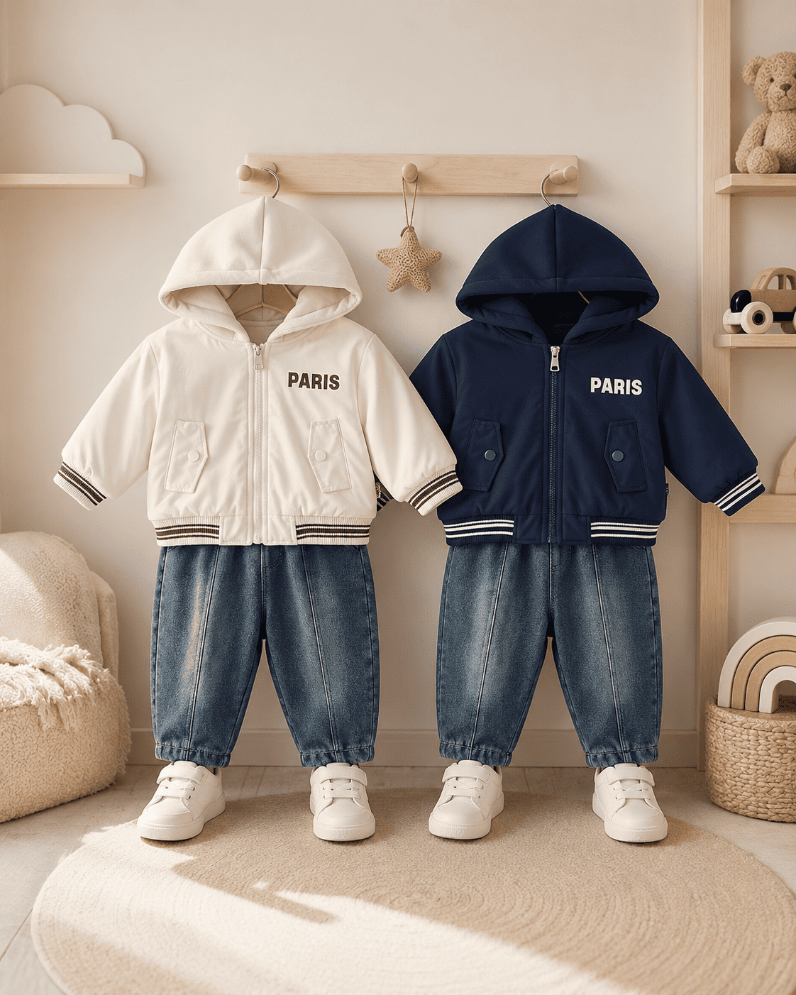 Hooded Jacket And Relaxed Fit Jeans Set