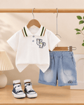 Polo T-Shirt And Light Denim Shorts Set