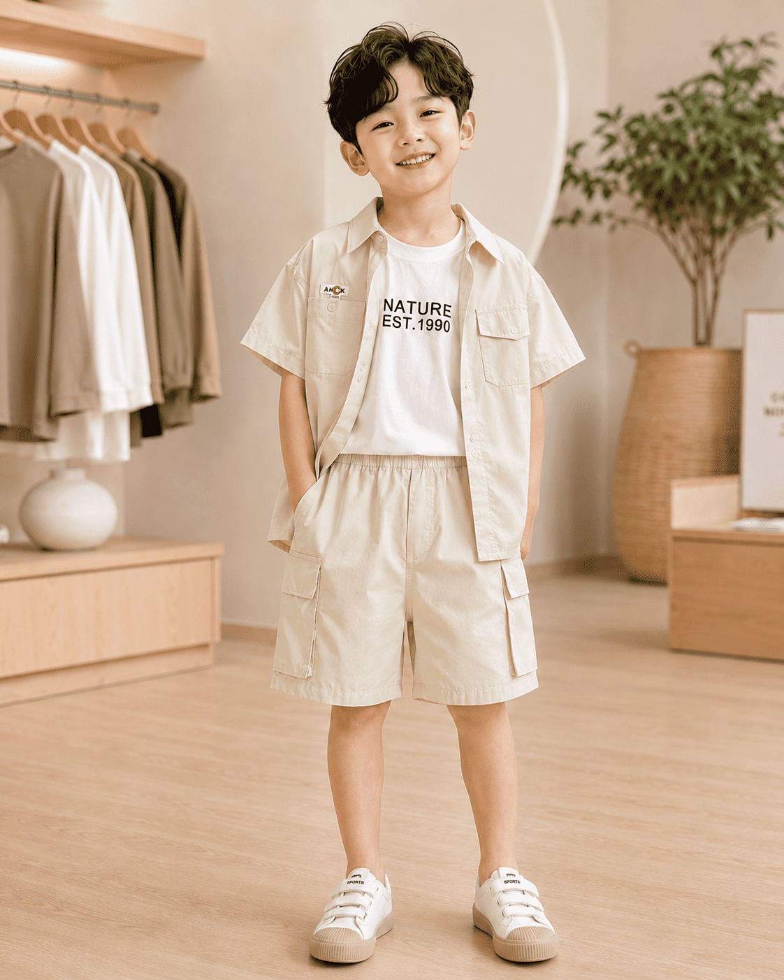 Blend Three Piece Safari Shorts Outfit Set