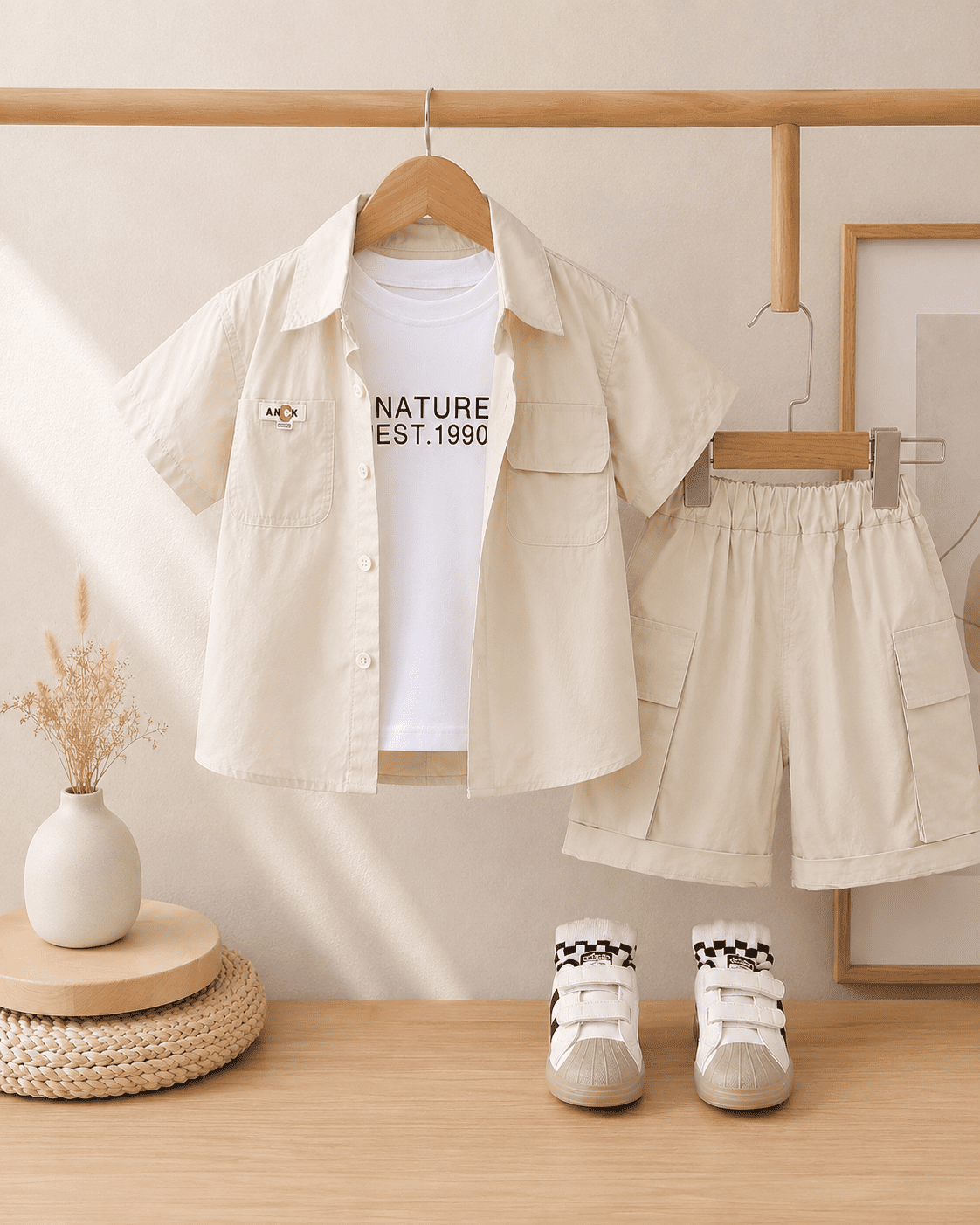 Blend Three Piece Safari Shorts Outfit Set