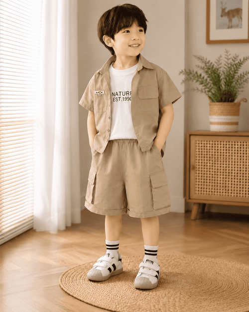 Blend Three Piece Safari Shorts Outfit Set