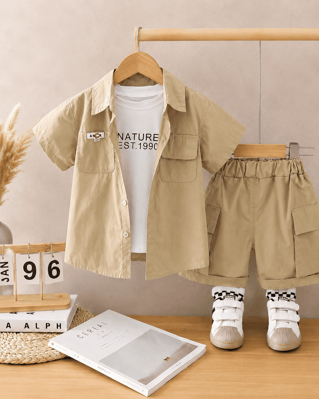 Blend Three Piece Safari Shorts Outfit Set