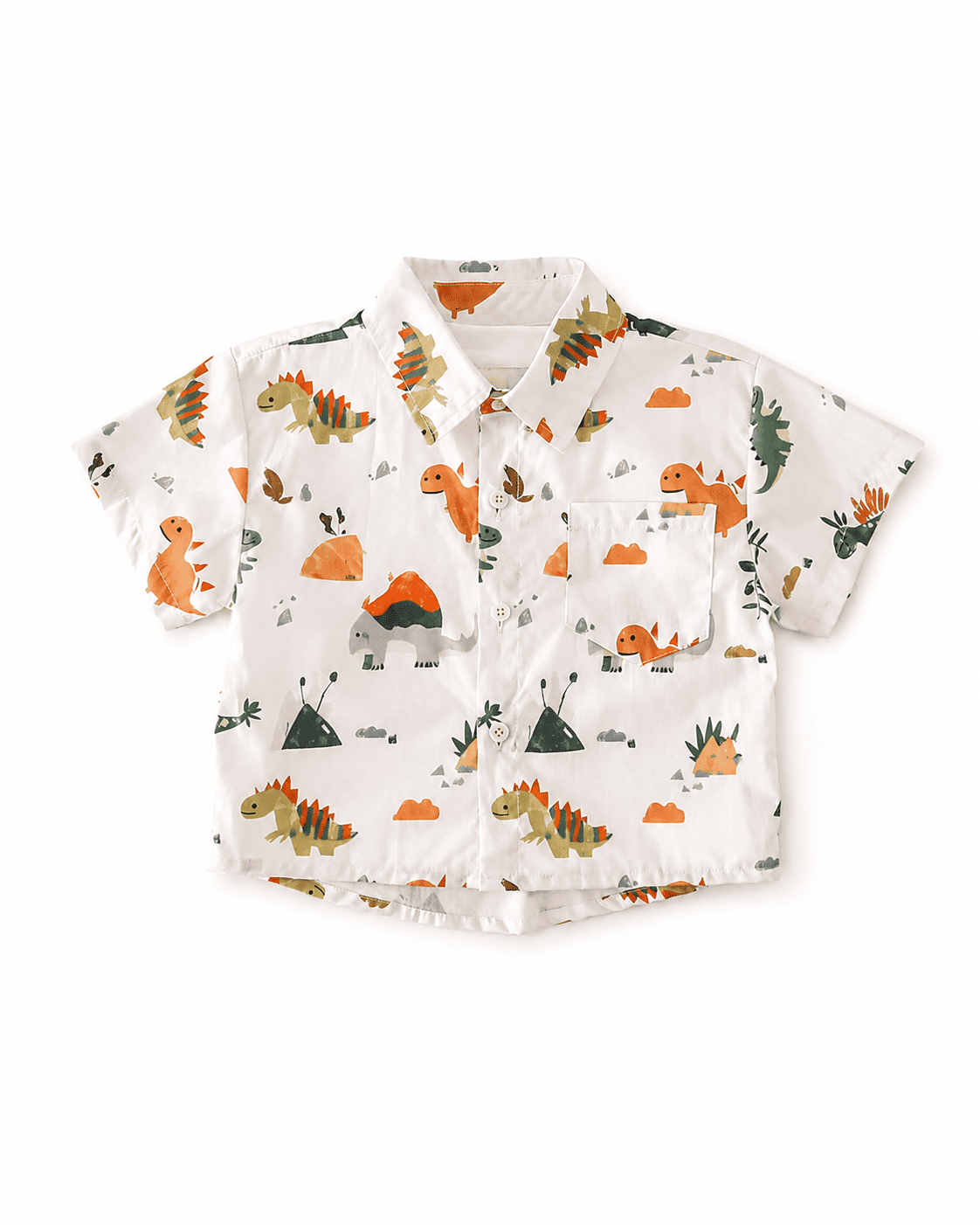 Print Cotton Shirt And Denim Shorts Set