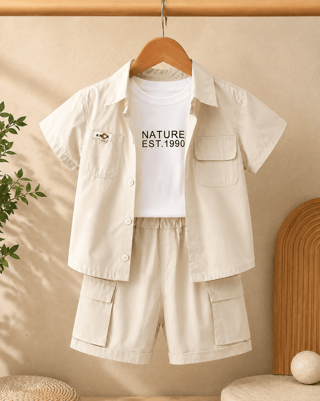 Blend Three Piece Safari Shorts Outfit Set