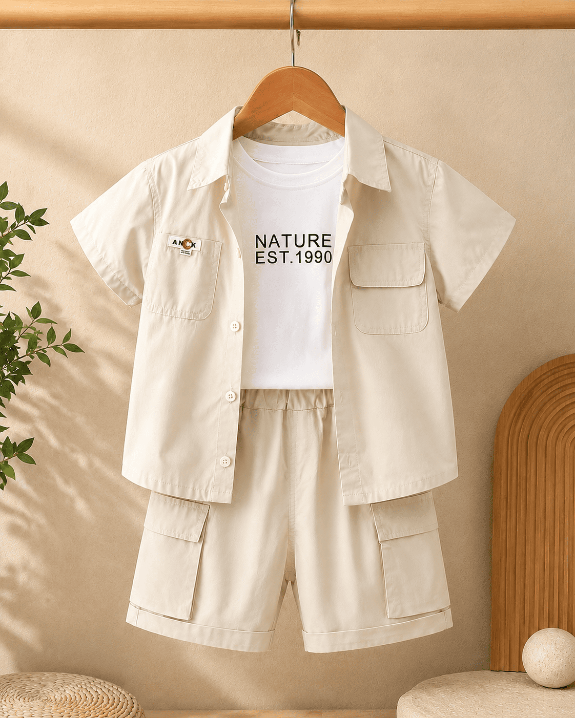 Blend Three Piece Safari Shorts Outfit Set