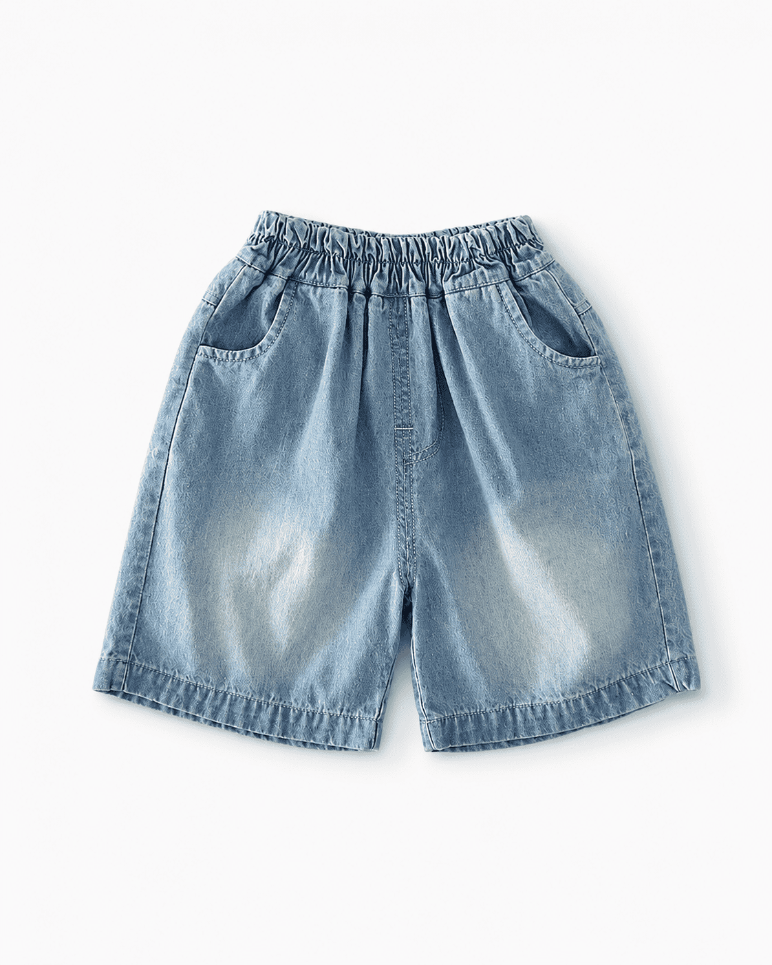 Print Cotton Shirt And Denim Shorts Set